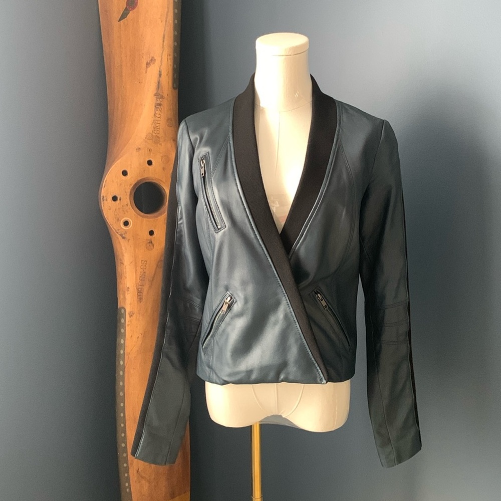 Cut25 blue leather jacket. Size 4